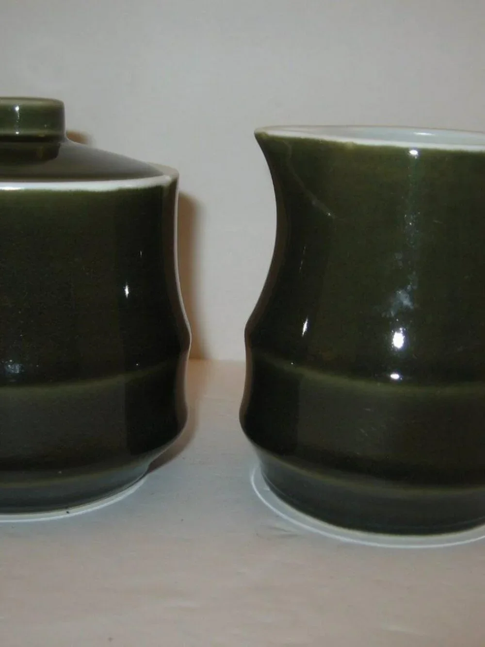 Vintage Stoneware Creamer & Sugar Forest Green